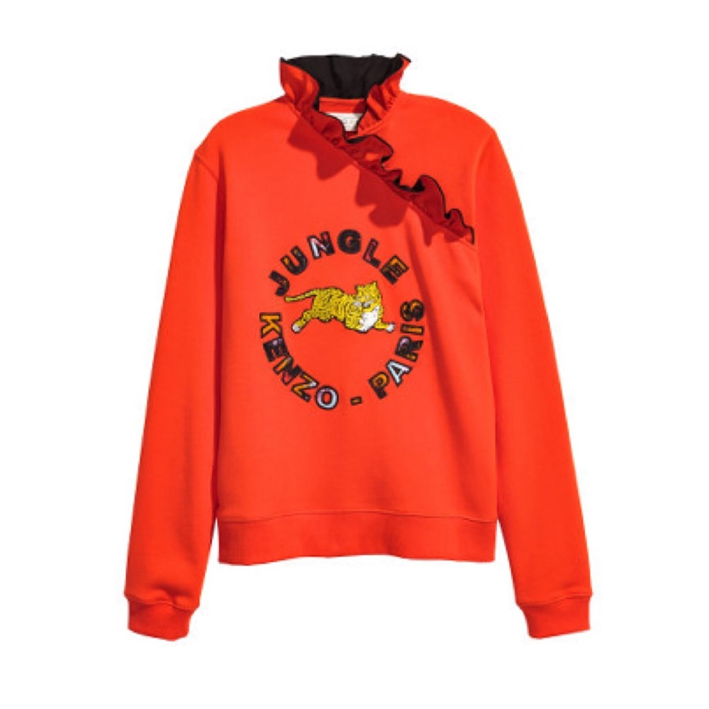 KENZO X H&M WOMEN’S RUFFLED COLLAR SWEATSHIRT